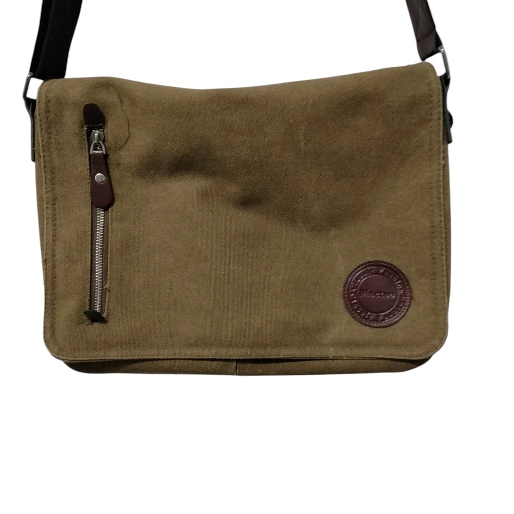 Mactso Men's Brown Canvas Messenger Bag